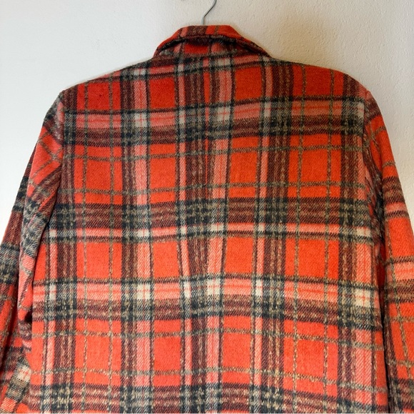 EN MERCI orange plaid single breasted shacket coat S - Picture 11 of 12
